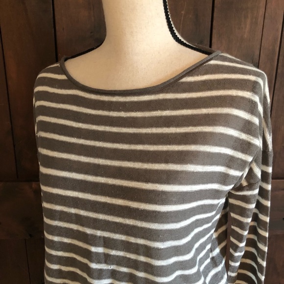 VINCE. Linen Stripe Pullover Sweater - Picture 2 of 5